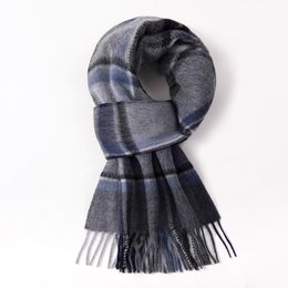 Foulards 100 laine écharpe hommes hiver col chaud classique business designer châles de luxe rayé plaid bleu foulard hommes 230921