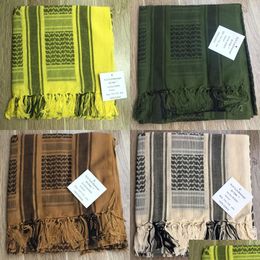 Echarpes 110x110cm Arafat Écharpe Arabe Châle Keffiyeh Kafiya Léger Militaire Shemagh Palestine Homme Rayure Avec Glands Doux Chaud 182 Dhjxs