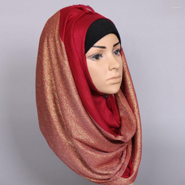 Foulards (12 pièces/lot) Design paillettes coton écharpe musulman miroitant Hijab dames longs châles GBS410