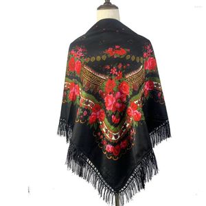 Sjaals 120 120cm Russische stijl bloemen bedrukte vierkante bandana Oekraïense dekens met dekensjaals dameshoofd wraps babushka