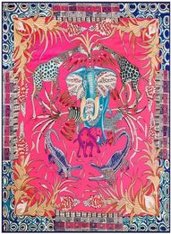 Foulards 130130cm femmes sergé 100 foulard carré de soie girafe éléphant imprimé designer de luxe de haute qualité dame châle hijab19837604