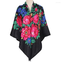 Sjaals 140 140 cm Dames Russische Nationale Vierkante Sjaal Retro Bloemen Gedrukt Bandana Etnische Sjaals Zakdoek Babushka Hijab Haar Wrap