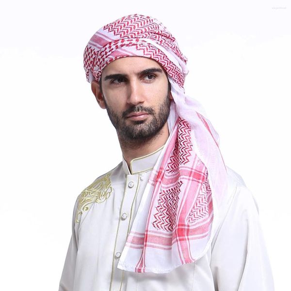 Foulards 145 145cm couvre-chef arabe Hijab écharpe islamique Foulard imprimé Turban arabe couvre-chef pour hommes musulmans vêtements prière