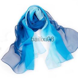 Foulards 160 * 50cm Gradient Mode Foulard En Mousseline De Soie Longues Wraps Et Châles Dame Printemps Automne Foulards Bandana Hijab Étoles J230703