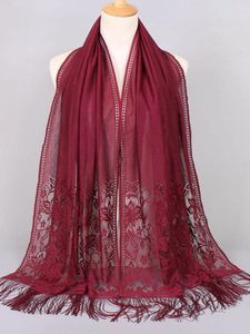 Bufandas 170 65 cm color puro encaje chal velo cabeza bufanda largo borla chales ahueca hacia fuera crochet floral boda velos de novia