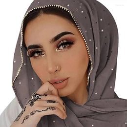 Sjaals 180 75cm luxe diamanten hoofdband hoofddoek hijab moslim chiffon dames hijabs islamitische lange sluier sjaal sjaal