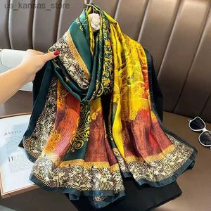 Écharbes 180 * 90cm Marque de luxe Ladies Spring Summer Long Square Châle numérique Châle peinte Gogh Oil Painting Lady Foulard Bandanna240409