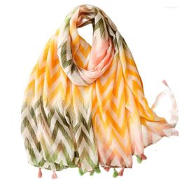 Sjaals 180 90 cm oranje zigzag golf zomer sjaal vrouwen vrouwelijke sjaal foulard strand wrap geometrische coverbandana