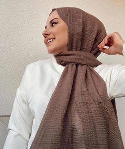 Foulards 180 90cm Jersey uni Perles Hijab Écharpe Femmes Dames Coton froissé Musulman Wrap Maxi Islam Perle Châle Bandeau