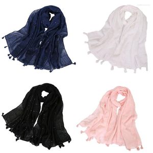 Sjaals 180 90cm vrouwen pailletten lange sjaalsjaal wrap moslim hijab plaid tartan zacht katoen pashmina cape tassel grote poncho mode