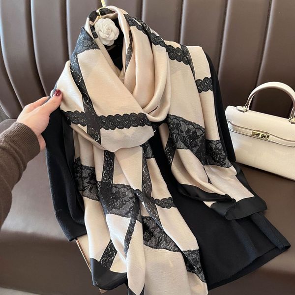 Foulards 18090cm Grand Foulard en satin de soie Hijab Femmes Imprimer Printemps Châle Wrap Femelle Foulard Pashmina Voyage Echarpe 230909