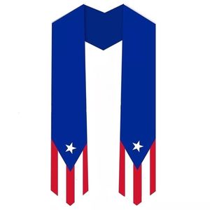 Bufandas 180x14cm Puerto Rico Flagal Bufanda Graduación de chal Sapphire Azul con cinta de accesorio de accesorios de vestidos de soltero de soltero 221205