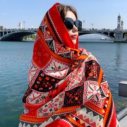 Lenços 180x90cm estilo étnico algodão e linho mulheres xale outwear viagem protetor solar grande poncho lenço quente lenço