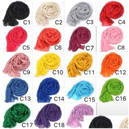 Foulards 19 couleur pure longue écharpes pliées femmes foulards infini anneau de cou dames châle vente en gros livraison directe accessoires de mode chapeau Dhtom