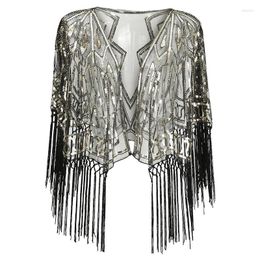Sjaals 1920s Mode Pailletten Avondfeest Sjaal Lange Kwast Pashmina Dames Elegant Vest Wraps Dame Luxe Cape Lente Zomer