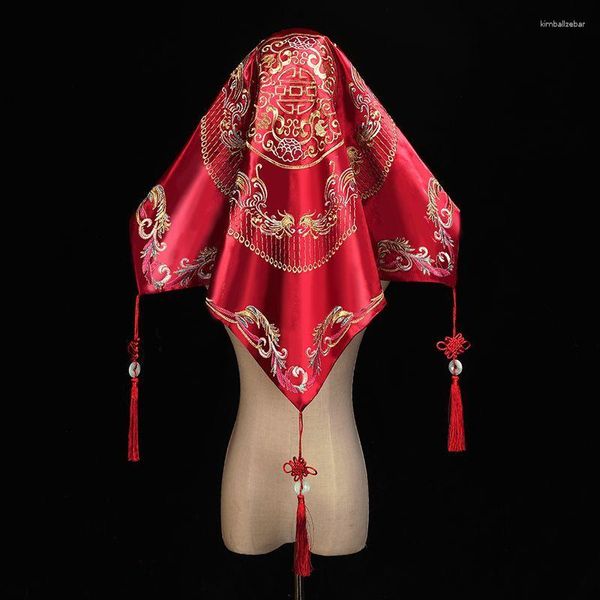 Foulards 1Pc Femmes Rouge Endshield De Mariage De Style Chinois Exquis Brodé Femme Gland Décoration