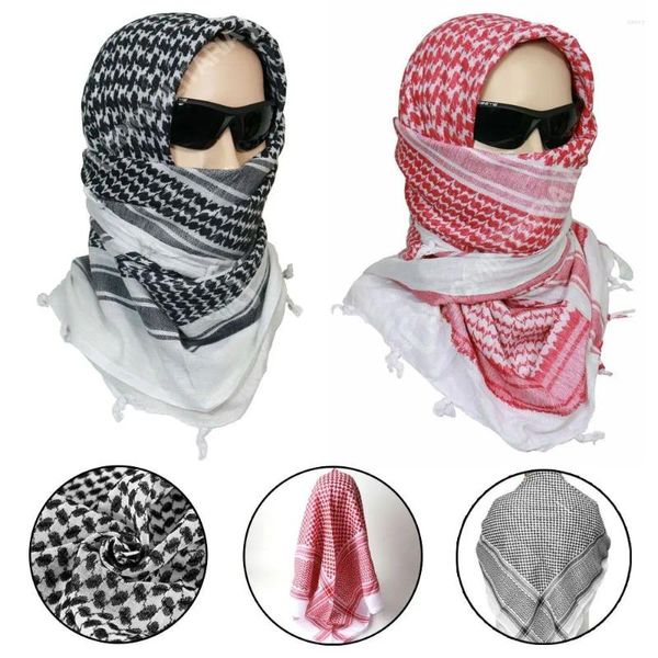 Bufandas 1 unids Palestina Bandana Musulmán Shemagh Bufanda Islámica Tradicional Trajes Cuadrado Cuello Wrap Plaid Mantón Ramadán Orar Tapas