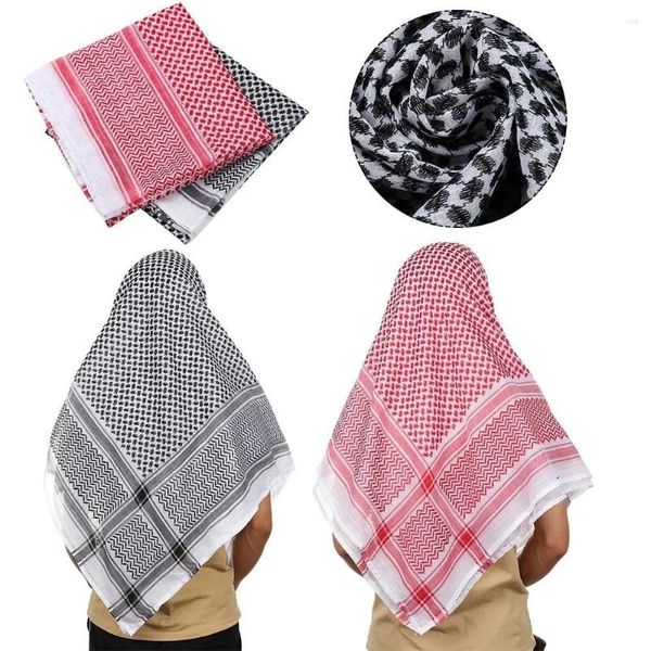 Bufandas 1 unids cuadrado cuello abrigo musulmán shemagh bufanda multifunción headwrap palestina bandana árabe turbante hijab árabe kafiya keffiyeh