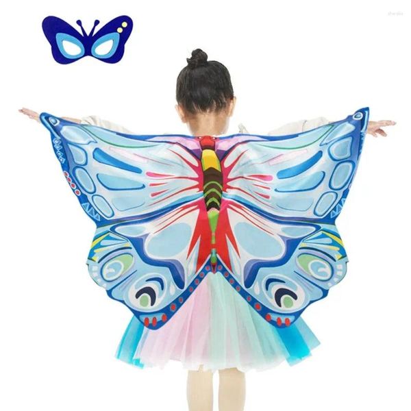 Bufandas 1set niña hada mariposa alas chal cosplay colorido ala poncho bufanda señoras rendimiento suministros de fiesta