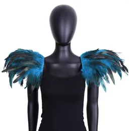 Foulards 2 pièces épaulettes d'épaule de plumes châle noir pour femmes accessoires de vêtements de mode Halloween Cosplay haussements d'épaules