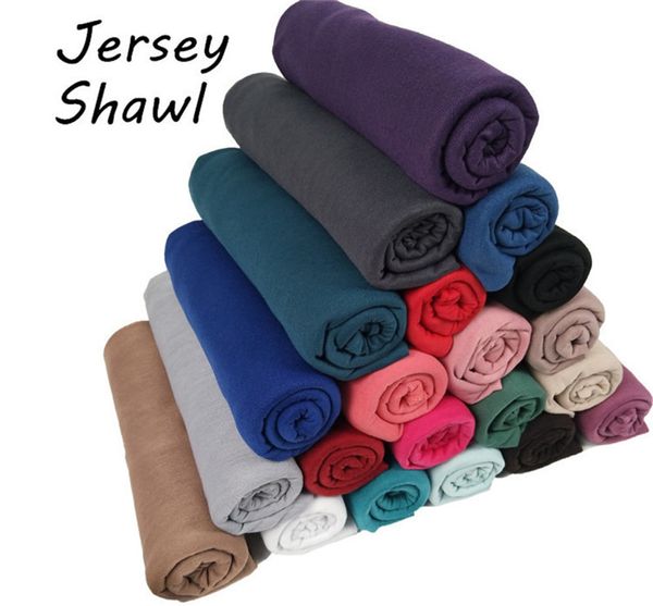 Foulards 20 couleurs Jersey uni Hijab Caps Écharpe Coton Polyester Wrap Élasticité Châles Foulard Long Doux Musulman Bandeau Snood 17060Cm 230909