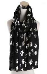 Sjaals 2021 Fashion Cat Dog Print sjaal Vrouwen Foly Sliver Bronzing Black Beach Wraps For Ladies Shiny Glitter Stole Shawl17993438