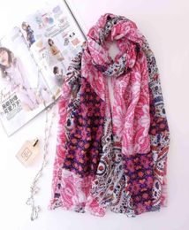 Bufandas 2021 Moda Paisley Impresión Bufanda Mantón Mujeres Moda Floral Hoja Foulard Wraps Hijab Todo 10pcs / Lot 14132095