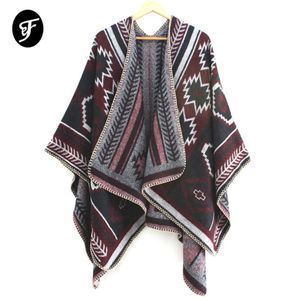 Sjaals 2021 Winter omkeerbare oversized deken Poncho Cape Shawl Open Front Cardigans vrouw Ruana244C