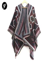 Bufandas 2021 Women039s Invierno Reversible Manja de gran tamaño Poncho Cape Shawl ABIERTA PARTIGA ABIERTA RUANA1190122