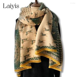 Écharpes 2022 Cheval Imprimer Imitation Écharpe En Cachemire Pour Les Femmes D'hiver Châle De Luxe Wrap Couverture Bufanda Femelle Chaud Echarpe Pashmina8303q