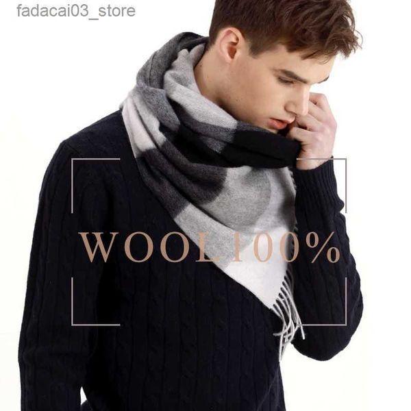 Bufandas 2022 hombres bufandas de lana otoño invierno casual masculino cálido bufanda de lujo corbata masculina de alta calidad cuello largo % Q240111