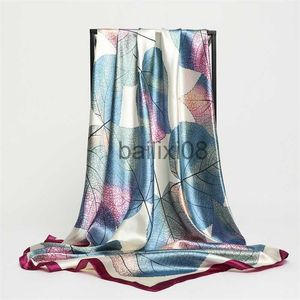 Foulards 2022 Foulard Carré Pour Femmes Foulard Satin Hijab Soie Châle Foulard Femme Tête Wraps Feuille Imprimer Bandeau Bandeaux De Cheveux Bandana J230801