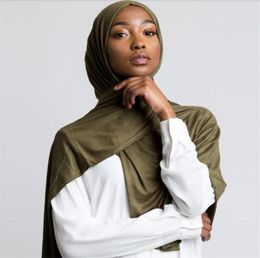 Foulards 2022 Femmes Plain Bubble Coton Jersey Foulard Tête Hijab Wrap Solide Couleur Bandeau Châles Foulard Femme Musulman Hijabs Store4681126