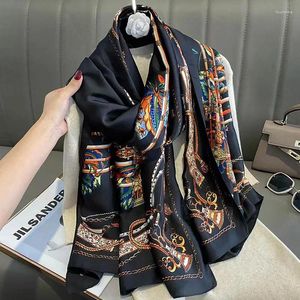 Foulards 2023 180 90cm Femmes Écharpe Mode Imprimer Soie Châles d'été Wraps Soft Lady Bandana Foulard Hijabs Silencieux