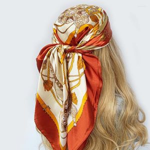 Sjaals 2023 90 90 Cm Zijde Vrouwen Foulard Vierkante Kop Hijab Dames Sjaal Bandana Grote Wrap Uitlaat