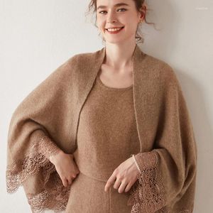 Écharpes 2023 Arrivée Automne Hiver Tricot Femmes Écharpe Solide Pur Cachemire Poncho Mode Capes Dame Haute Qualité Fille