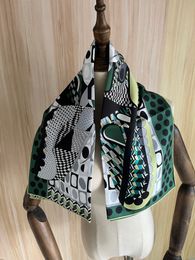 Bufandas 2023 llegada moda green100 bufanda de seda 9090 cm chal cuadrado envoltura de sarga para mujer dama hijab 230823