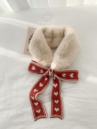 Foulards 2023 automne et hiver Style coréen Imitation fourrure mode chaud tricoté ruban écharpe pour dames