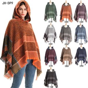 Foulards 2023 automne hiver motif d'os de poisson Poncho épais gland ourlet irrégulier Cape manteau femmes pull tricoté Capa Mujer Outcoat