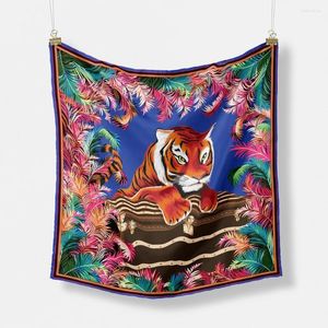 Foulards 2023 Marque Design Tiger Soie Foulard Mode Femmes Foulard Carré Petite Tête Cou Cravate Band Foulard