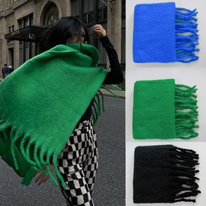 Sjaals 2023 Cashmere dames sjaal winter dikke stevige vaste wraps vrouwelijke bandana pashmina lange tassel foulard deken