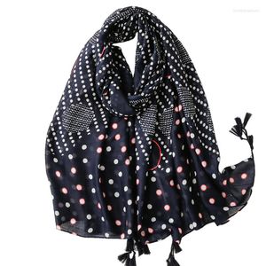 Foulards 2023 Est Dot Print Gland Écharpe Châles Long Spot Polka Pattern Hijab Wrap