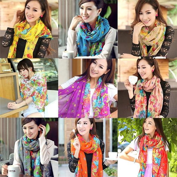 Foulards 2023 mode imprimé fleuri Voile longue écharpe femmes filles bohême printemps été Protection solaire cou enveloppement élégant châle