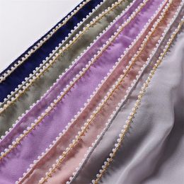 Foulards 2023 Mode Boucle Perles Perles Bulle Mousseline De Soie Écharpe Hijab Instantanée Pour Les Femmes - Faites Une Déclaration Avec Le Foulard Musulman! 175 70Cm