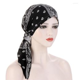 Sjaals 2023 mode afdrukken vrouw tulband hoed zachte elastische bloemen dame moslim hoofdtooi wrap head sjasf hijab caps turbante vrouw
