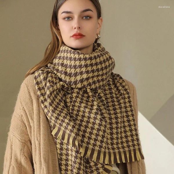 Écharpes 2023 Mode Femme Hiver Faux Cachemire Châle Tendance Fille Chaleur Écharpe De Poule Pashmina 180cm Plaid Wrap