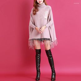 Écharpes 2023 livraison rapide Spider en tricot Poncho Cape Loose Coat Sequened High Coll plus taille Pullat Pillover Pashmina Châle