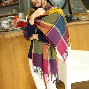 Foulards 2023 Imitation Cachemire Femmes Écharpe Hiver Doux Preppy Style Fringé Écharpe Pashmina Mujer Foulard Bufanda Long Wrap Châles