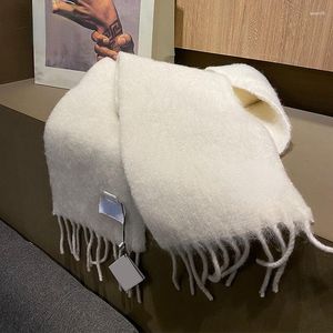 Bufandas 2023 en bufanda de invierno para mujer y hombre, chal de Mohair de diseñador de lujo, manta Pashmina, pañuelo para el cuello, Foulard femenino, Bufanda
