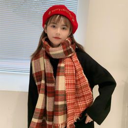 Foulards 2023 coréen noël Plaid écharpe femmes hiver chaud sauvage japonais mode châle double usage Imitation cachemire en gros